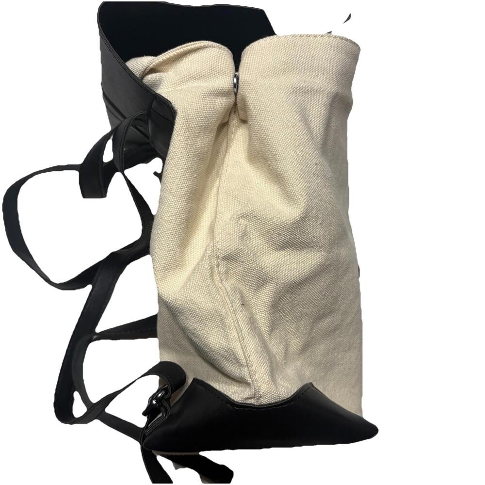 Deux Lux Anthropologie Canvas Vegan Leather Trim Backpack Strap Bag Lightweight - Picture 10 of 12